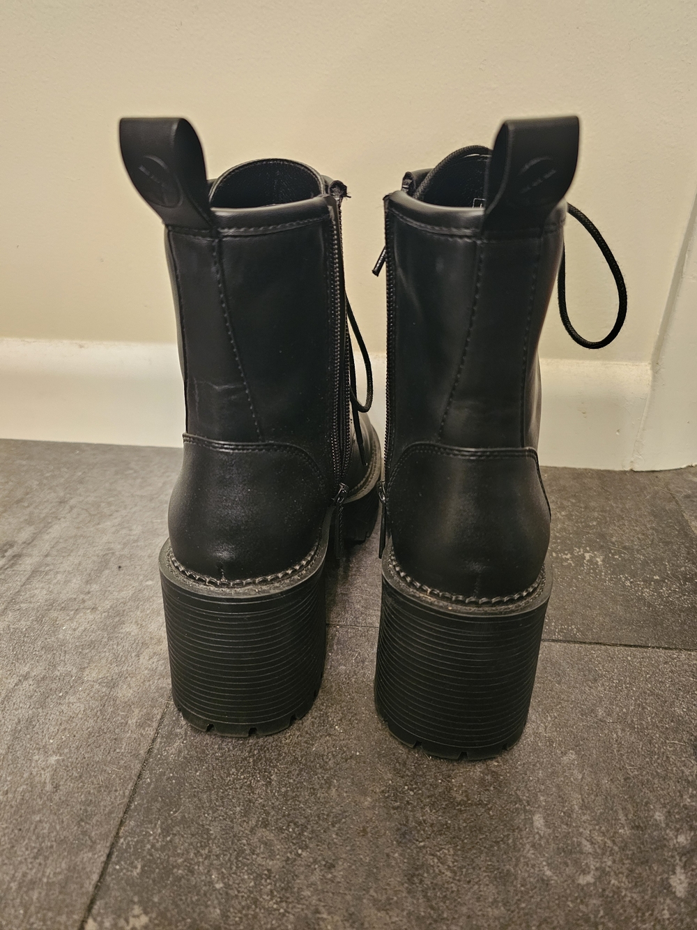 Killstar Black Lace-Up Platform Combat Boots - Picture 3 of 4